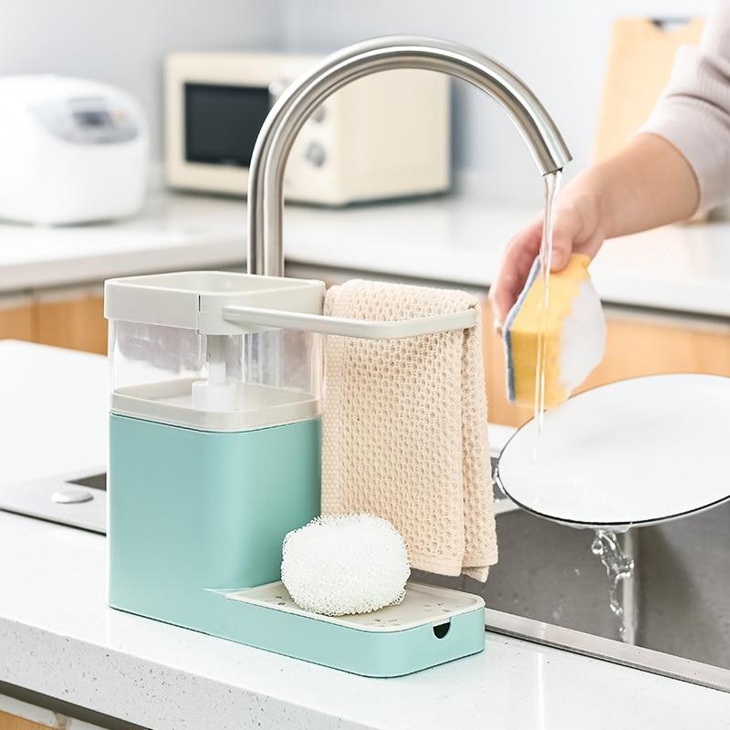 Distributeur de savon 2 en 1 avec vaisselle et porte-serviettes