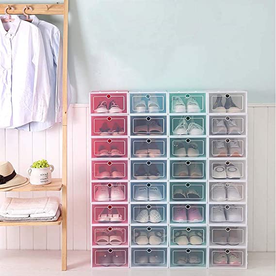 4 paquets de stockage de chaussures transparents en vrac