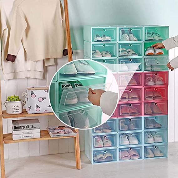 4 paquets de stockage de chaussures transparents en vrac